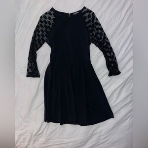 Express black short dress with mesh sleeves! Size L- only worn once!